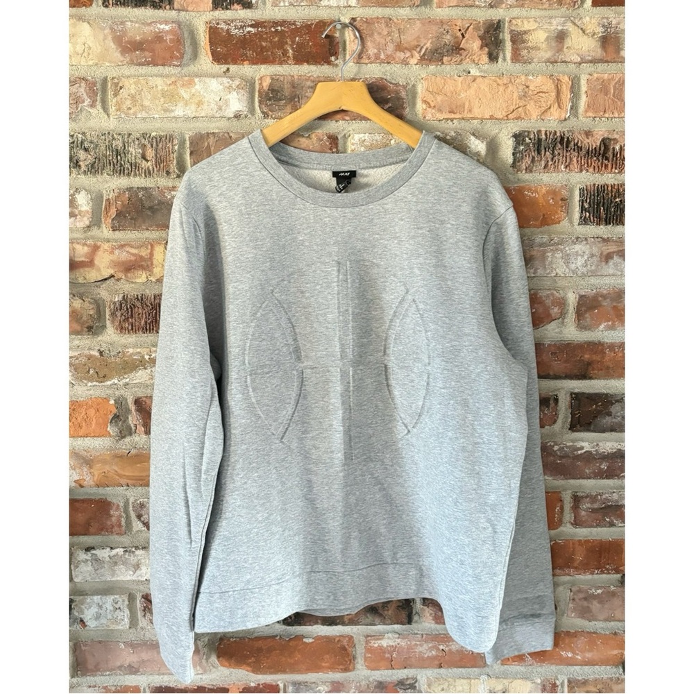 H&M Grey Basketball Embossed Crewneck Pullover Sweatshirt, XL
